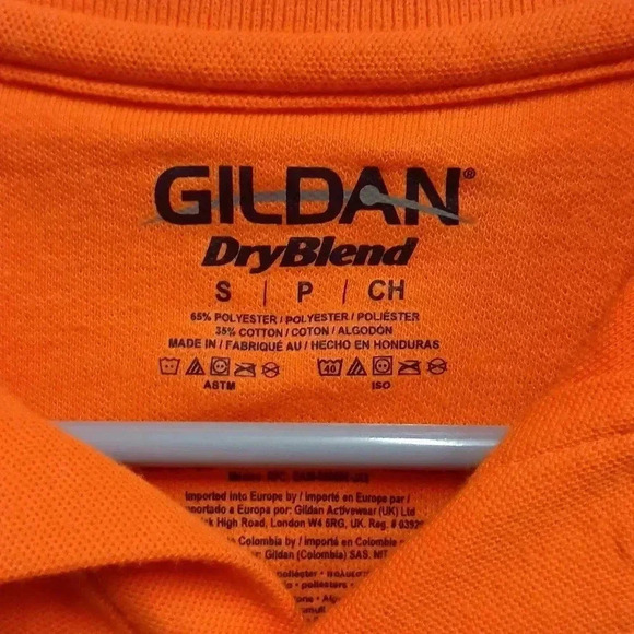 Bright orange Polo like new size small dry blend gildan brand - Picture 3 of 5